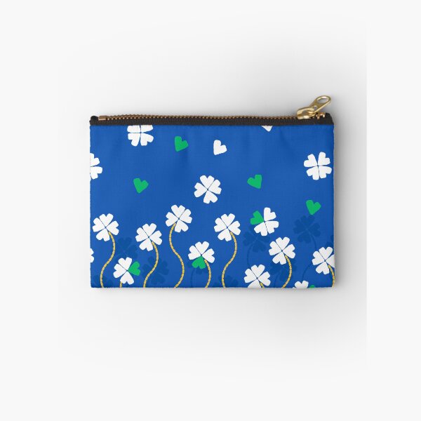 Item preview, Four Leaf Clovers and Hearts in White and Green on Royal Blue designed and sold by ArtyFridgees.