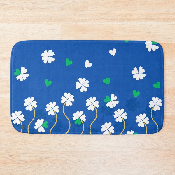 Item preview, Four Leaf Clovers and Hearts in White and Green on Royal Blue designed and sold by ArtyFridgees.