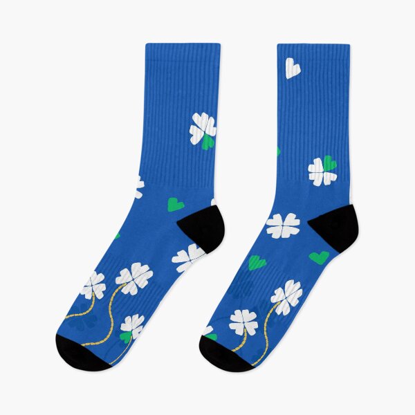 Item preview, Four Leaf Clovers and Hearts in White and Green on Royal Blue designed and sold by ArtyFridgees.