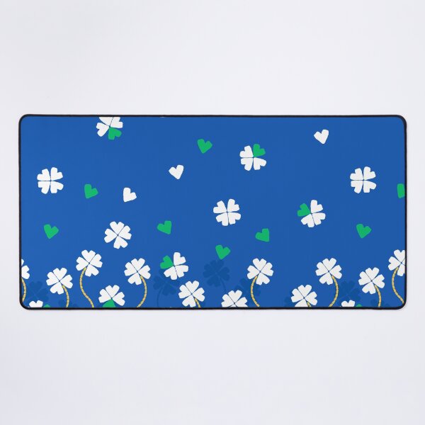 Item preview, Four Leaf Clovers and Hearts in White and Green on Royal Blue designed and sold by ArtyFridgees.