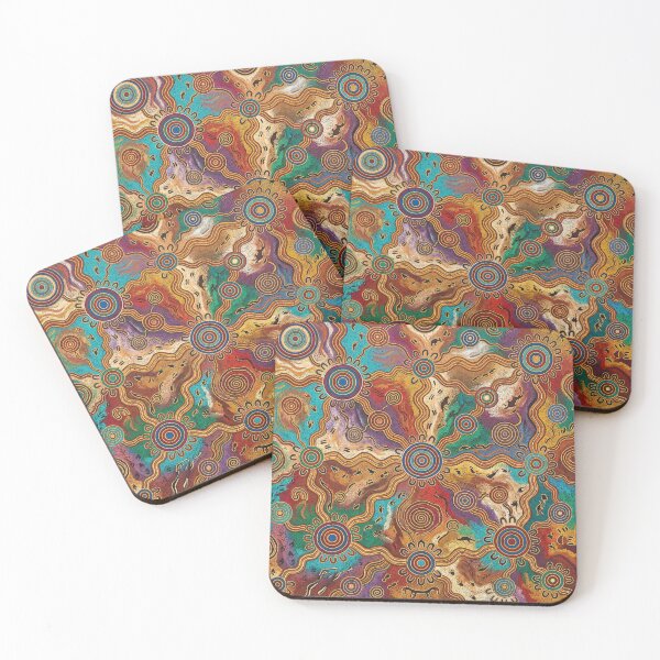 Item preview, Topographical Ochre: Central Desert Style Waterhole Pattern Print designed and sold by FreiherrPK.