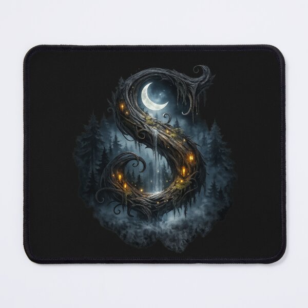 Item preview, Letter S Dark Forest Moon Lantern Gothic Monogram Gift designed and sold by irfanshikh.