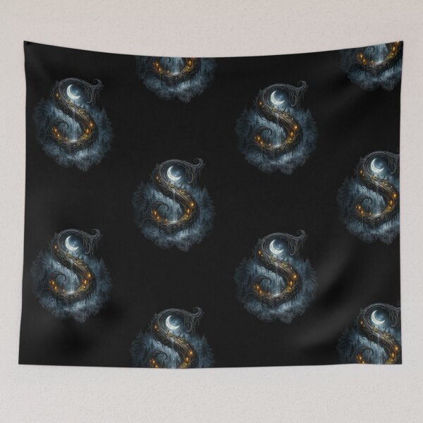 Item preview, Letter S Dark Forest Moon Lantern Gothic Monogram Gift designed and sold by irfanshikh.