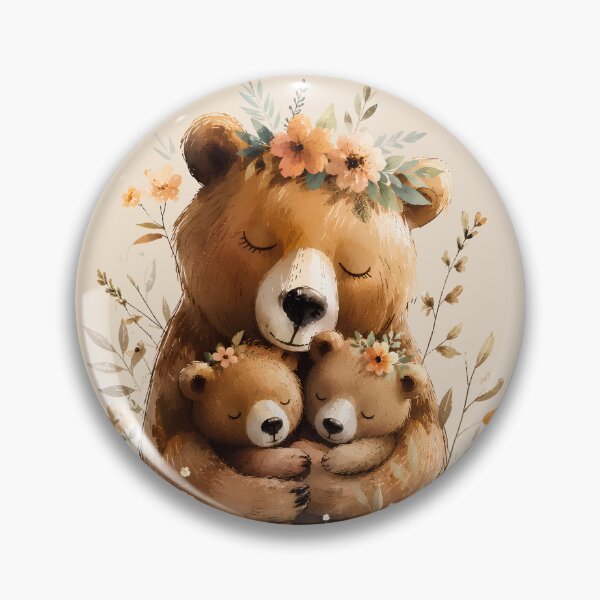 Item preview, Adorable Bear Mom Hugging Two Cubs designed and sold by ArtPompon.
