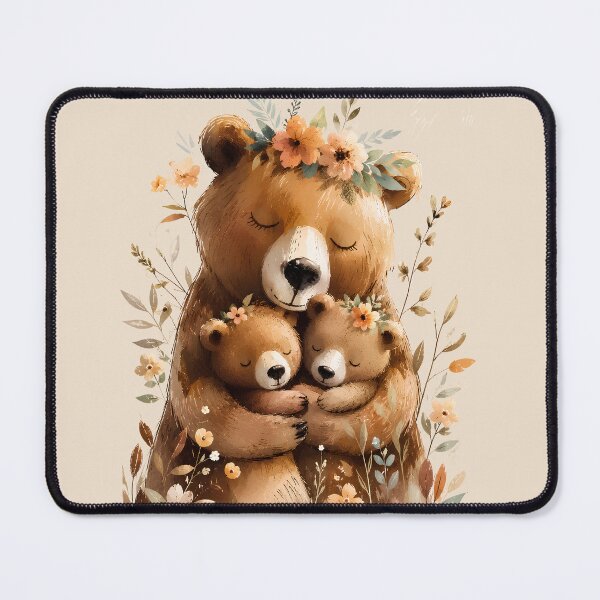 Item preview, Adorable Bear Mom Hugging Two Cubs designed and sold by ArtPompon.