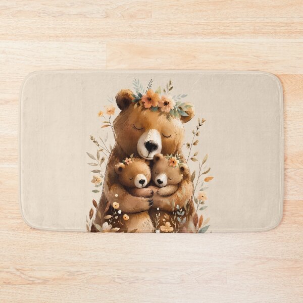 Item preview, Adorable Bear Mom Hugging Two Cubs designed and sold by ArtPompon.