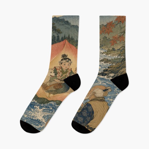 Item preview, Peach Boy - Vintage Japanese Legends Ukiyo-e Woodblock  designed and sold by bapupa.