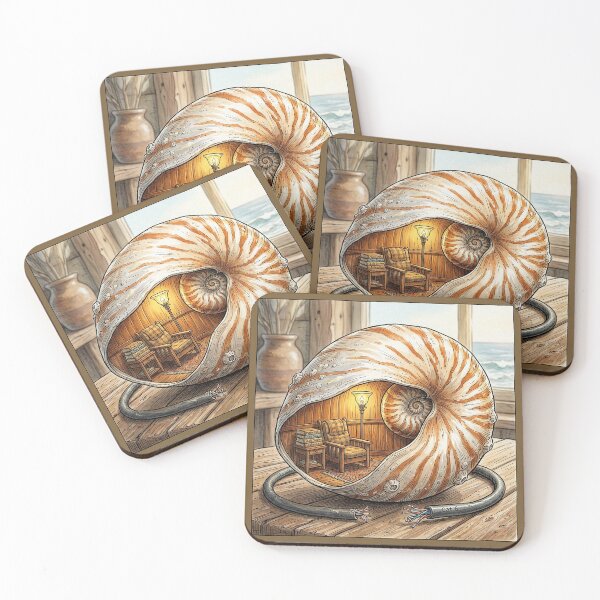 Item preview, Chronically Offline Nautilus Shell Sanctuary Art designed and sold by GrabaHuk.