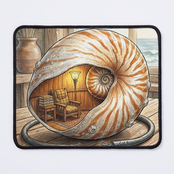 Item preview, Chronically Offline Nautilus Shell Sanctuary Art designed and sold by GrabaHuk.