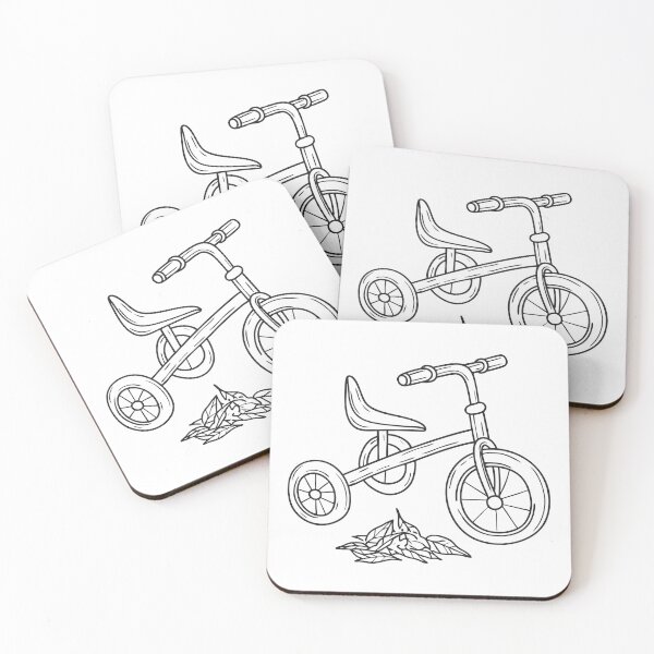 Item preview, Tricycle Beside Pile of Autumn Leaves designed and sold by rasagamastore.