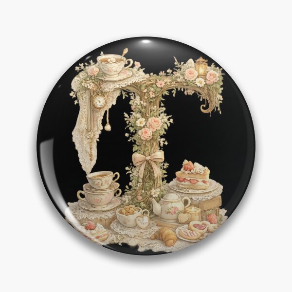 Item preview, Letter T Vintage Tea Party Rose Lace Cottagecore Monogram designed and sold by irfanshikh.