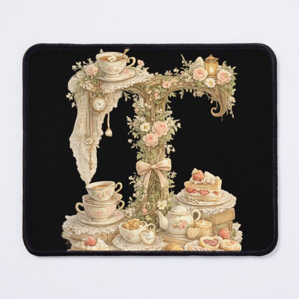 Item preview, Letter T Vintage Tea Party Rose Lace Cottagecore Monogram designed and sold by irfanshikh.
