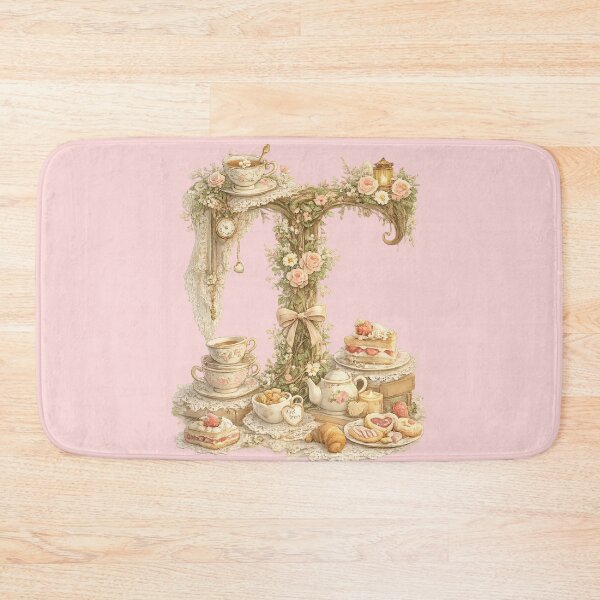 Item preview, Letter T Vintage Tea Party Rose Lace Cottagecore Monogram designed and sold by irfanshikh.