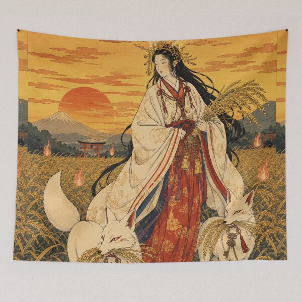 Item preview, Inari’s Harvest - Vintage Japanese Mythology Ukiyo-e Woodblock  designed and sold by bapupa.