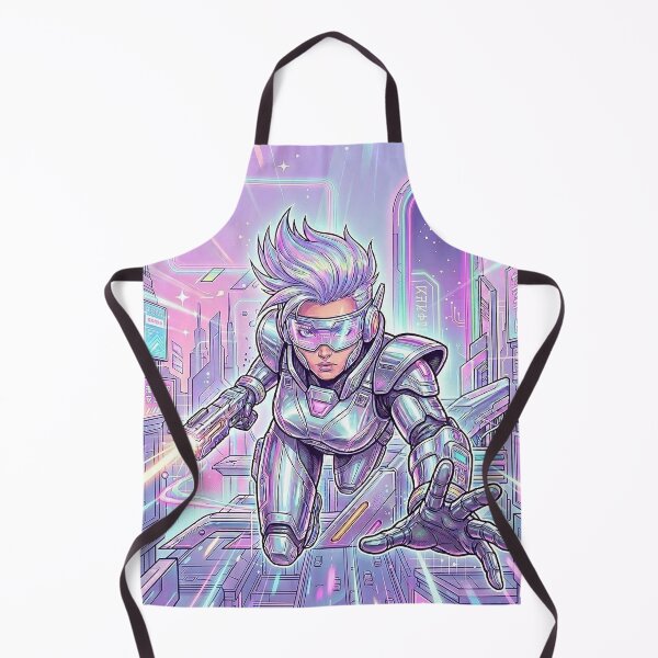 Item preview, Y3K Futuristic Chrome Cyber Girl Dynamic Action Art designed and sold by GrabaHuk.
