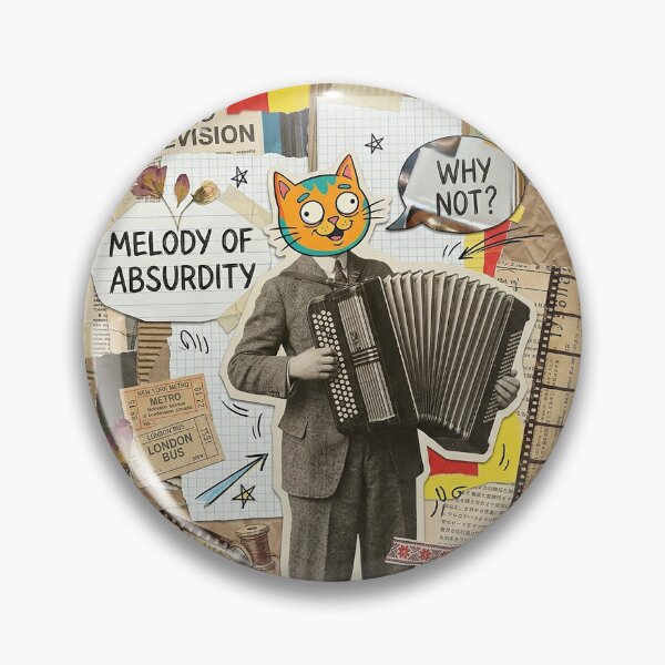 Item preview, Melody of Absurdity – Retro Surreal Cat Collage designed and sold by GrabaHuk.