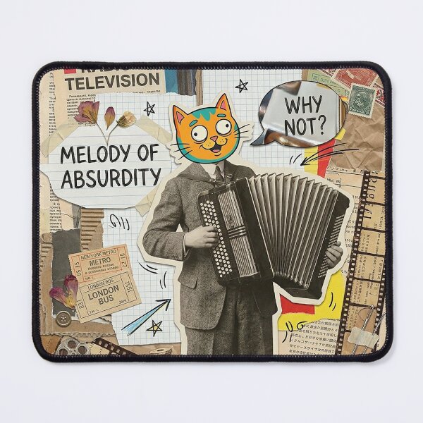 Item preview, Melody of Absurdity – Retro Surreal Cat Collage designed and sold by GrabaHuk.