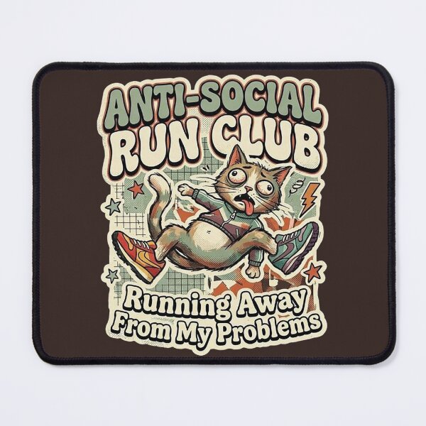 Item preview, Anti-Social Run Club Funny Exhausted Cat designed and sold by GrabaHuk.