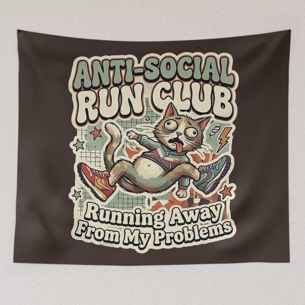 Item preview, Anti-Social Run Club Funny Exhausted Cat designed and sold by GrabaHuk.