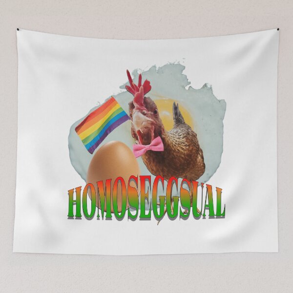 Item preview, homoseggsual homosexual pun punny egg chicken gay lgbt lesbian gay transgender design/ pride month rainbow gift designed and sold by DisgustangCO.