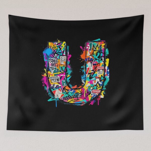 Item preview,  Urban Graffiti Letter U - Street Art Alphabet Typography - Hip Hop Culture Initial U Design designed and sold by irfanshikh.