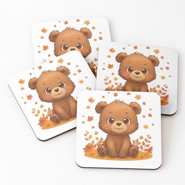 Item preview, A cute baby bear sitting in an autumn forest designed and sold by CozyAnimalArt.