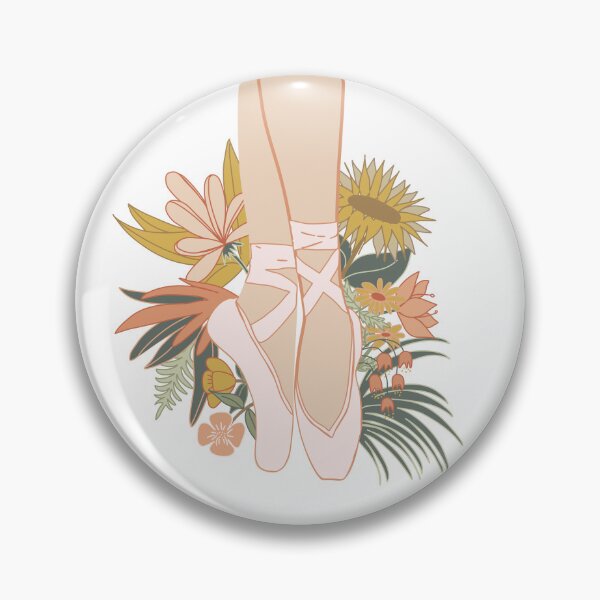 Item preview, Ballet shoes on pointe, surrounded by large flowers in neutral tones designed and sold by bercrafting.