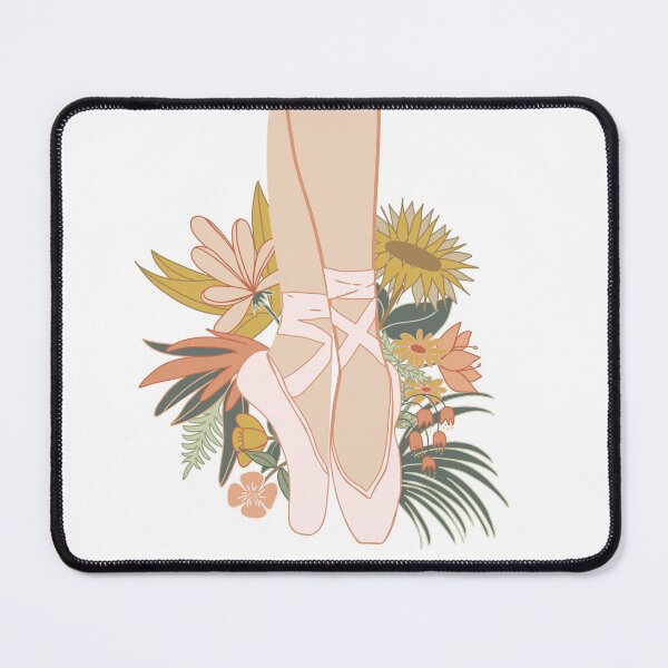 Item preview, Ballet shoes on pointe, surrounded by large flowers in neutral tones designed and sold by bercrafting.