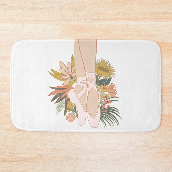 Item preview, Ballet shoes on pointe, surrounded by large flowers in neutral tones designed and sold by bercrafting.