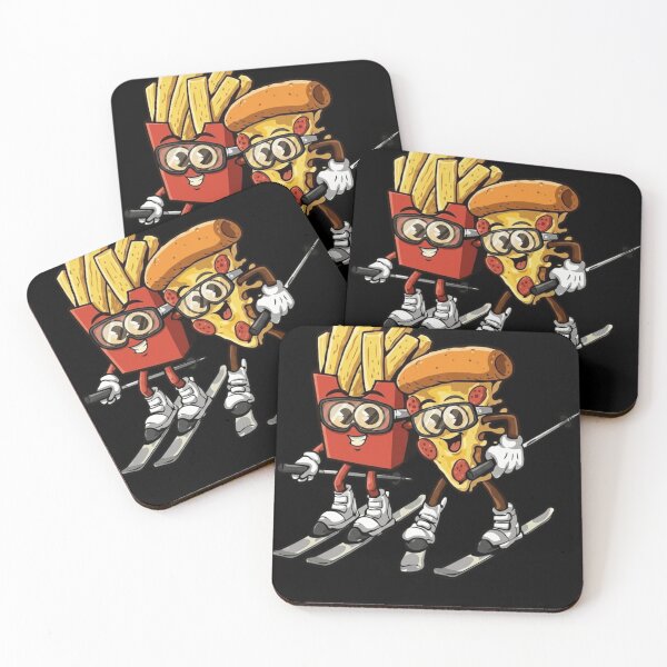 Item preview, Skiing Fast Food Friends - Cute Pizza and French Fries Cartoon designed and sold by haitrieuic96.