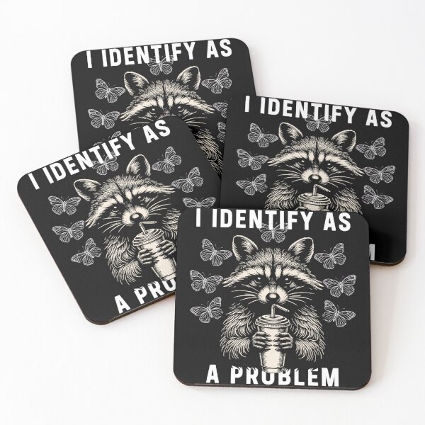 Item preview, I Identify As A Problem Funny Raccoon Butterfly Meme designed and sold by AlexandraSand.