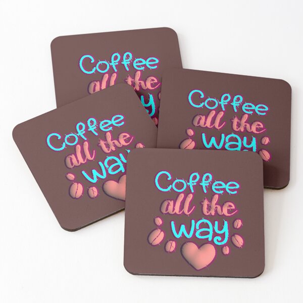 Item preview, Coffee All The Way Neon Typography Cyan Pink Coffee Beans designed and sold by AstronautMerch.