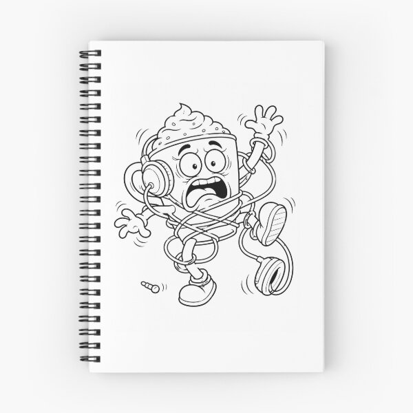 Item preview, Taza de postre enredada en auriculares. Divertido bocadillo sobreestimulado. Dibujos animados. designed and sold by ComedyInkFactor.