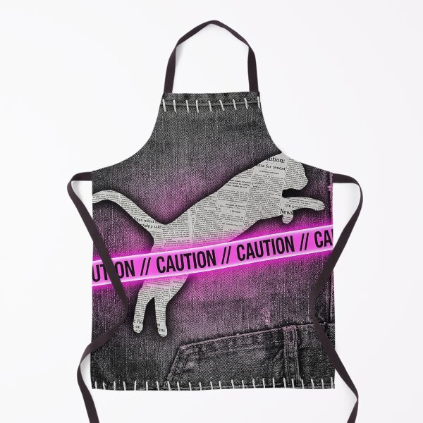 Item preview, Grunge Newspaper Collage Cat Jumping Over Pink Neon Caution Tape designed and sold by GrabaHuk.