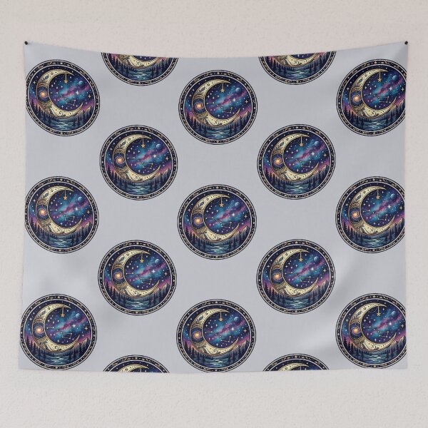 Item preview, Mystic Crescent Moon Galaxy Forest Celestial Art PNG  designed and sold by arifali786.