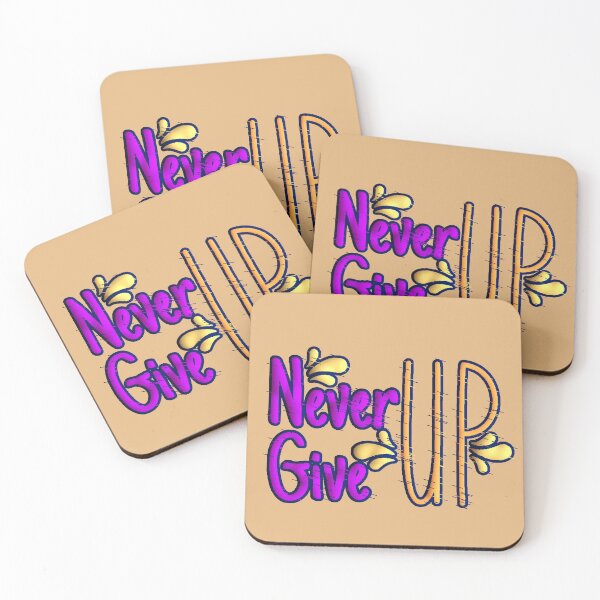 Item preview, Never Give Up Typography Neon Magenta Orange Gold Motivational designed and sold by AstronautMerch.