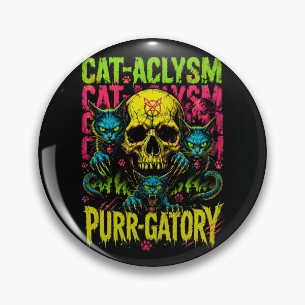 Item preview, Purr-gatory | Psychedelic Neon Cat Skull designed and sold by FocusedPatterns.
