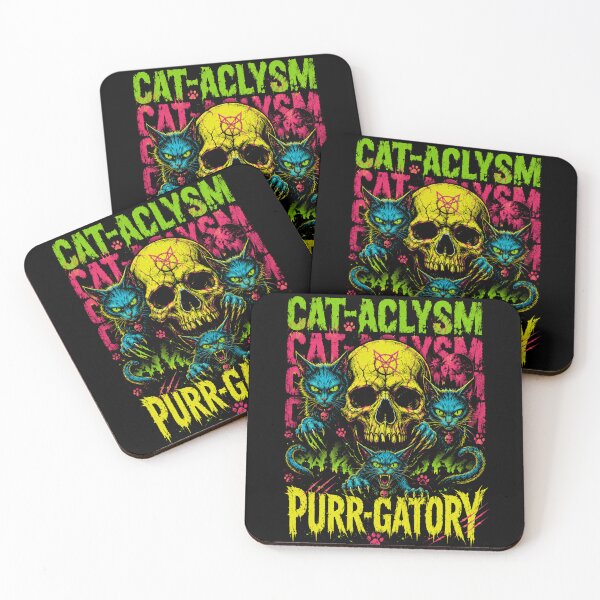 Item preview, Purr-gatory | Psychedelic Neon Cat Skull designed and sold by FocusedPatterns.