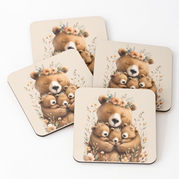 Item preview, Sweet Mama Bear Hugging Three Cubs – Cozy Woodland Nursery designed and sold by ArtPompon.