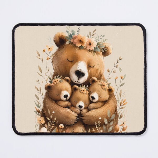 Item preview, Sweet Mama Bear Hugging Three Cubs – Cozy Woodland Nursery designed and sold by ArtPompon.