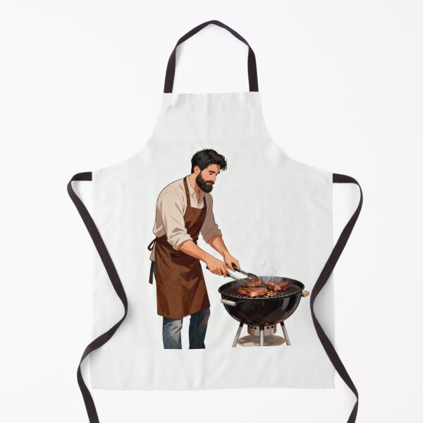 Item preview, Bearded Man Grilling Steaks BBQ Illustration designed and sold by bakosshops.