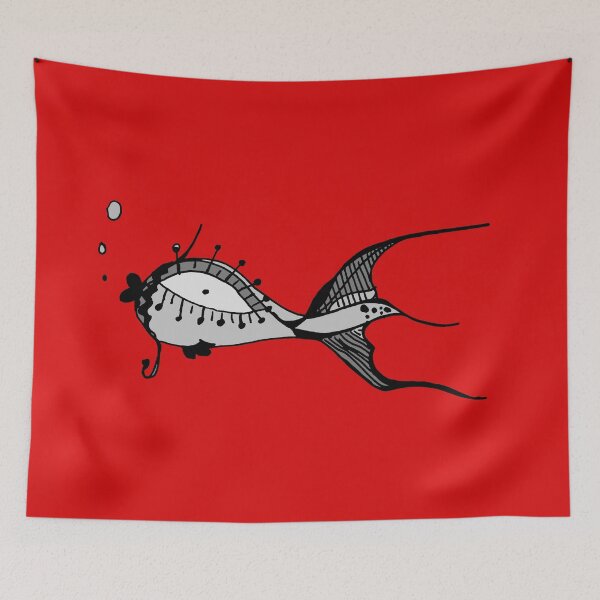 Item preview, The Odd Fish — Ornate Ink Illustration Grayscale designed and sold by zzaim.