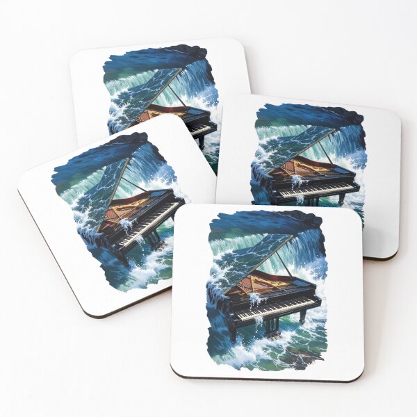 Item preview, "Grand Piano in Crashing Ocean Waves" designed and sold by NatureHarmony16.