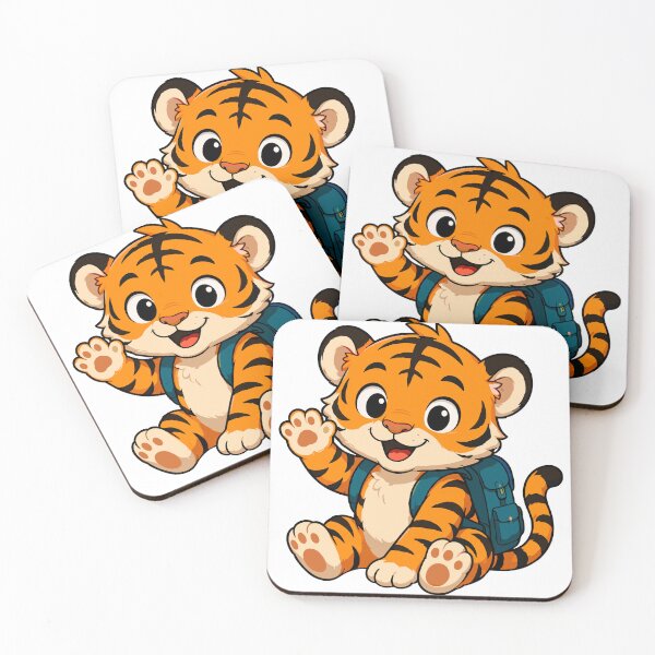 Item preview, Cute Tiger Cub with Backpack Cartoon designed and sold by Krincydigitalart.