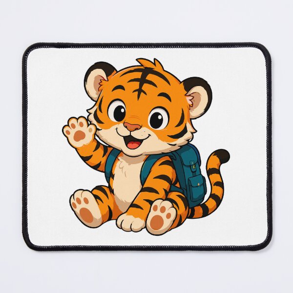 Item preview, Cute Tiger Cub with Backpack Cartoon designed and sold by Krincydigitalart.