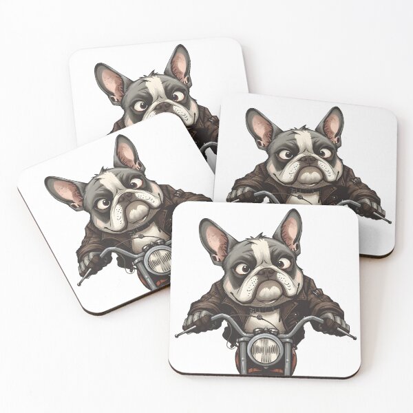 Item preview, French Bulldog Biker on Motorcycle Cartoon designed and sold by Paulocdias.