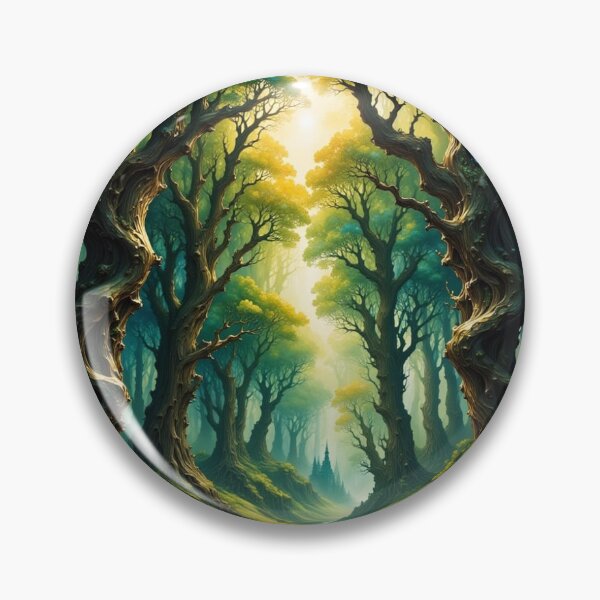 Item preview, Enchanted forest path with golden light and ancient trees along a clear, tranquil stream. designed and sold by FotoworldEdel.