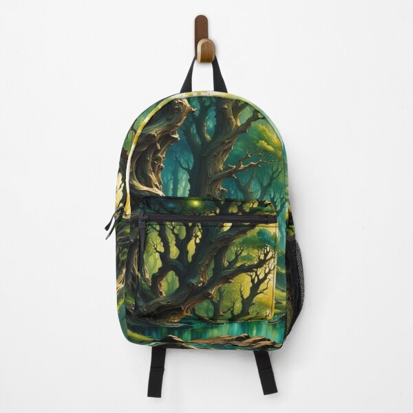 Item preview, Enchanted forest path with golden light and ancient trees along a clear, tranquil stream. designed and sold by FotoworldEdel.