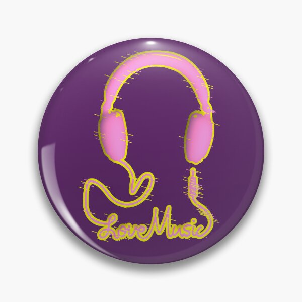 Item preview, Love Music Headphones Neon Pink Yellow Calligraphic Typography designed and sold by AstronautMerch.