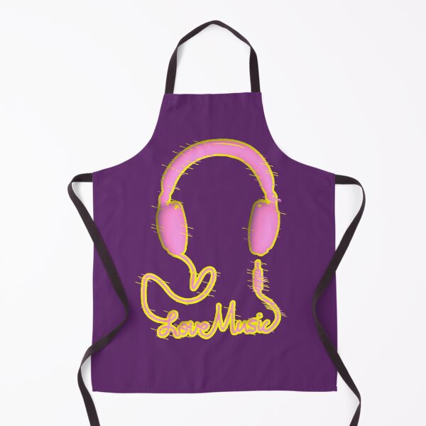 Item preview, Love Music Headphones Neon Pink Yellow Calligraphic Typography designed and sold by AstronautMerch.